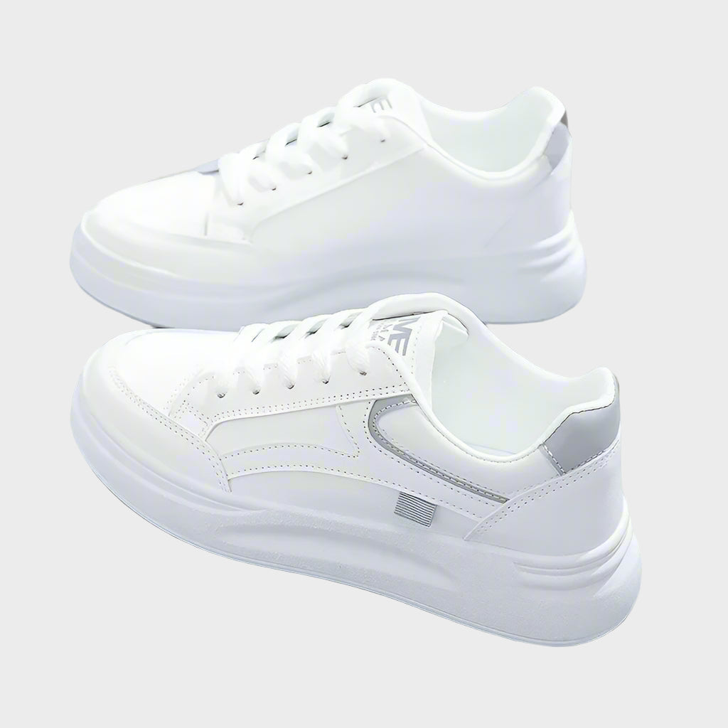 Outdoor Women Walking Shoes Skateboarding Shoes Women Sneakers PU Leather Lace-Up Breathable Jogging Casual Sneakers De Mujer