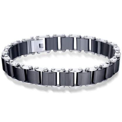 Fashion White/Black Ceramic Wrap Bracelet &Bangle for Men Women 12Mm Width Stainless Steel Charm Bracelet