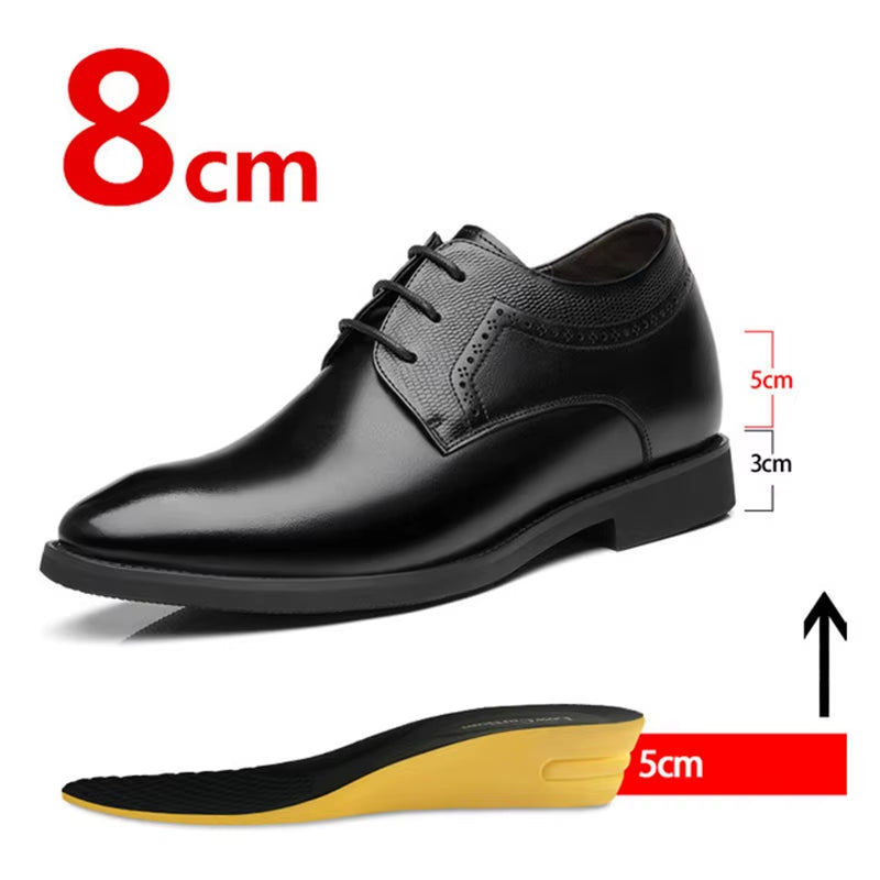 Man Elevator Business Dress Leather Shoes 3/6/8Cm Men Formal Shoes Winter/Spring Business Men Oxfords Versatile Wedding Shoes