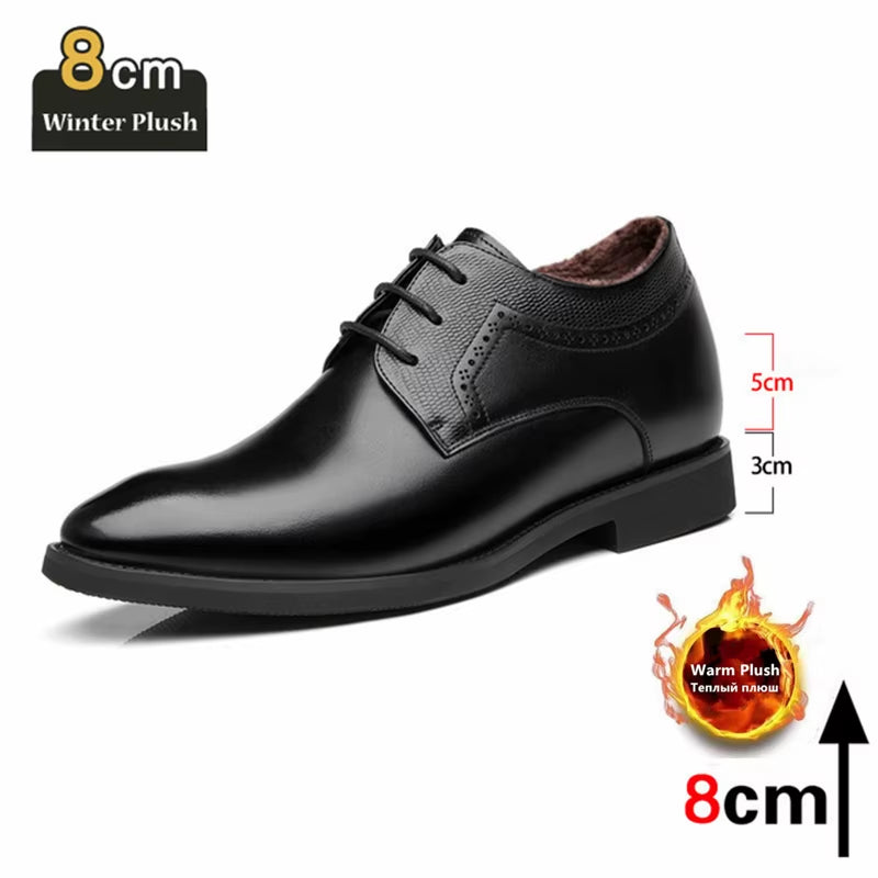 Man Elevator Business Dress Leather Shoes 3/6/8Cm Men Formal Shoes Winter/Spring Business Men Oxfords Versatile Wedding Shoes
