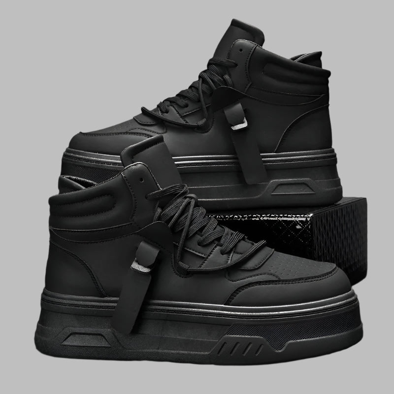 New Autumn/Winter Men'S Casual Sneakers 12Cm Increased Height 10Cm Thick Sole White Shoes High Top Rubber Base Male Footwear