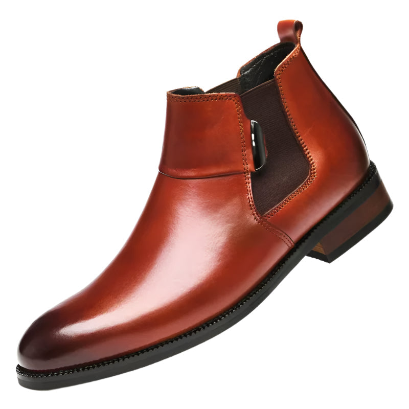 Chelsea Boots Ankle Men Warm Elevator Shoes High Height Increase Insole 6Cm Winter Business Outdoor Man Cow Leather