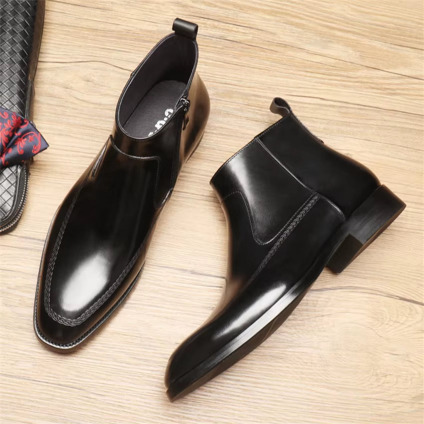New Men'S Boots, High-Top Shoes, Leather, Handmade, Style