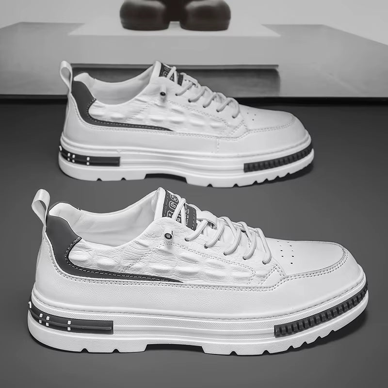 Crocodile Pattern Casual Leather Footwear New Height Increasing Shoes Men'S Elevator Sneakers Thick Bottom Male Vulcanize Shoes