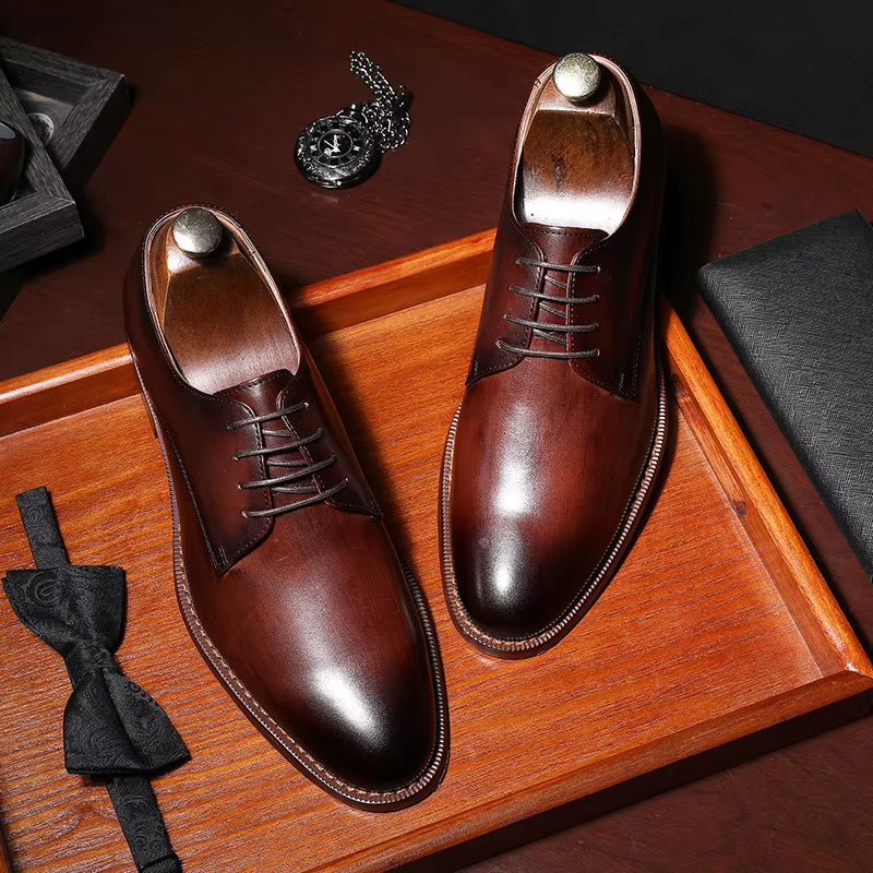 Italian Luxury High Quality Elegant Male Natural Genuine Leather Social Shoes Office Career Business Formal Solid Oxfords Shoe