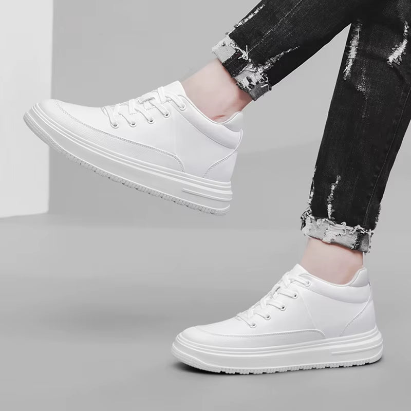 New Invisible Inner Height Increasing Men'S Shoes 8Cm Trendy Sports Shoes White Shoes British Height Increasing Casual Sneakers