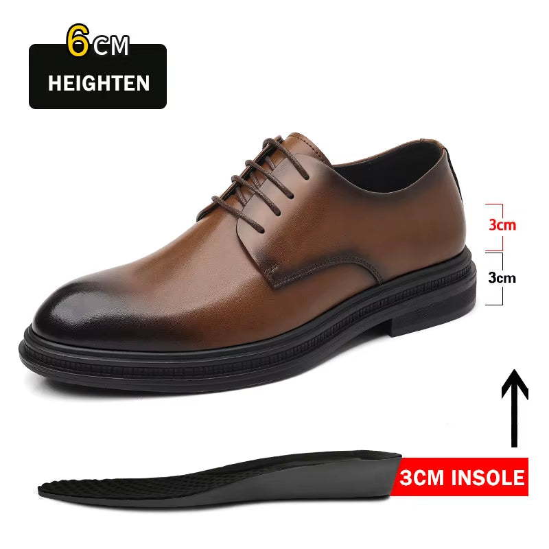Hollow Out Elevator Shoes Men Dress Shoes 3/6/8 Cm Formal Shoes Spring/Summer Classic Business Luxury Men Oxfords Lift Suit Shoe