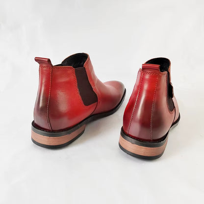 Chelsea Boots Ankle Men Warm Elevator Shoes High Height Increase Insole 6Cm Winter Business Outdoor Man Cow Leather