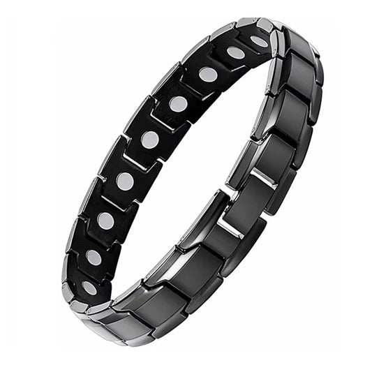 Healthcare Titanium Steel Double Row Magnetic Bangle Anti-Fatigue Therapy Bracelets for Men Arthritis Pain Relief Energy Jewelry