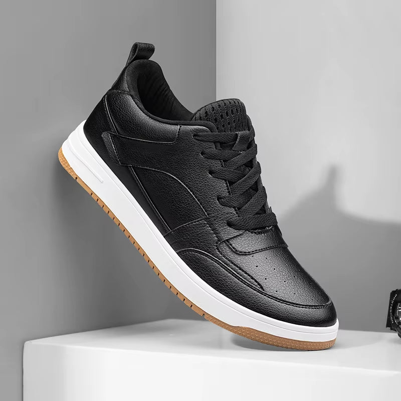 2025 Men'S New Autumn Leather Panel Sneakers - Breathable White Shoes for Casual & Sporty Wear