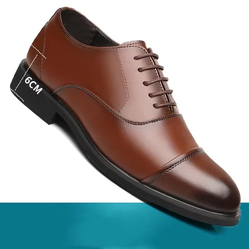 Business Height Increasing Shoes Men Taller Elevator 6CM Invisible Insole for Daily Mens Heighten Increased Wedding Oxfords Male