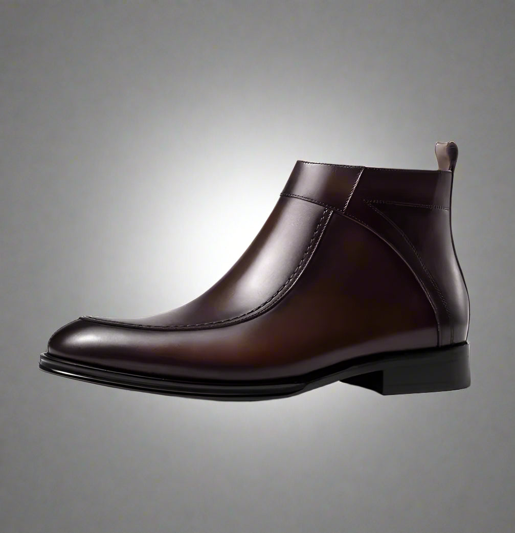 New Autumn and Winter Men'S High-Top Leather Shoes, Business Casual Leather Boots, Genuine Leather British Chelsea Men'S Shoes,