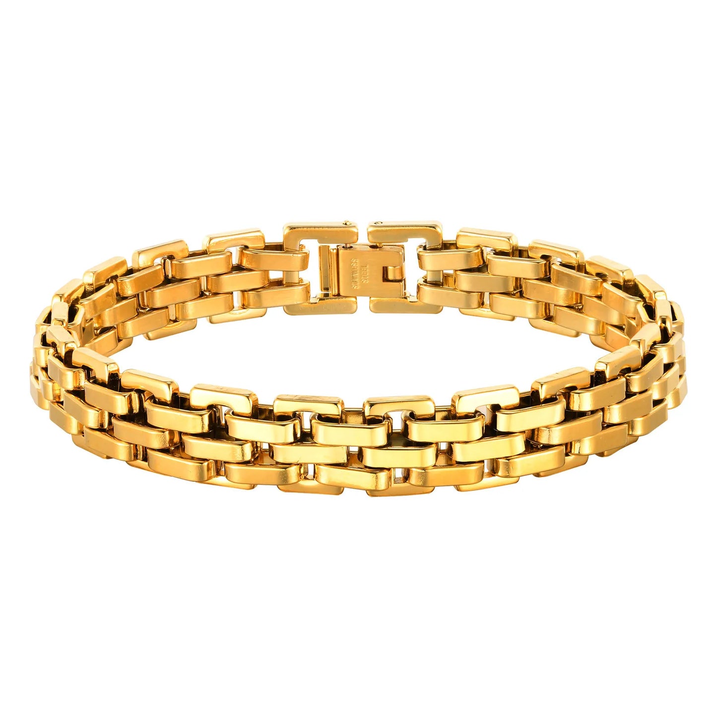 Thick Masculine Wtach Band Link Bracelets for Men, 11Mm Stainless Steel Handmade Link Wristband, Gentle Punk Gift for Him