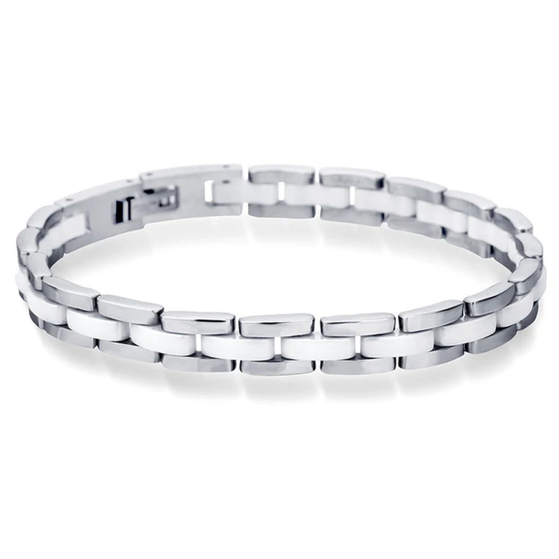 Fashion White/Black Ceramic Wrap Bracelet &Bangle for Men Women 12Mm Width Stainless Steel Charm Bracelet