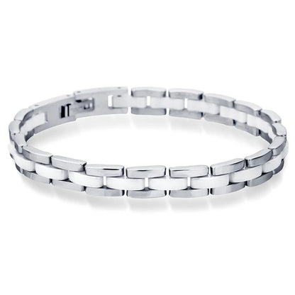 Fashion White/Black Ceramic Wrap Bracelet &Bangle for Men Women 12Mm Width Stainless Steel Charm Bracelet