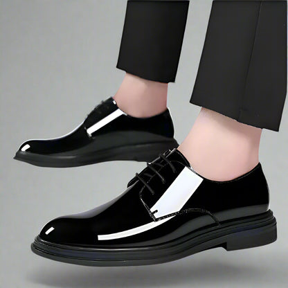 New Men 6/8Cm Derby Shoes Patent Leather Height Increase Men Dress Shoes Formal Elevator Business Lift Shoes Bright Upper