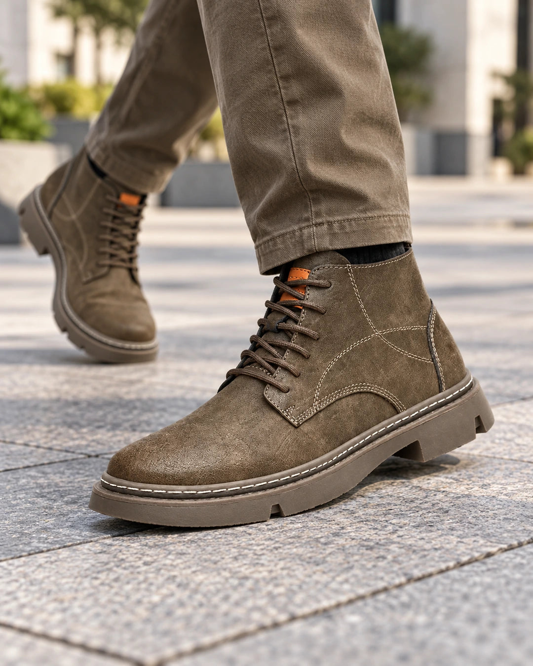 מגפיים מגביהים Platform Loafers בגוון חאקי – צילום לייפסטייל | StepUp Shoes
