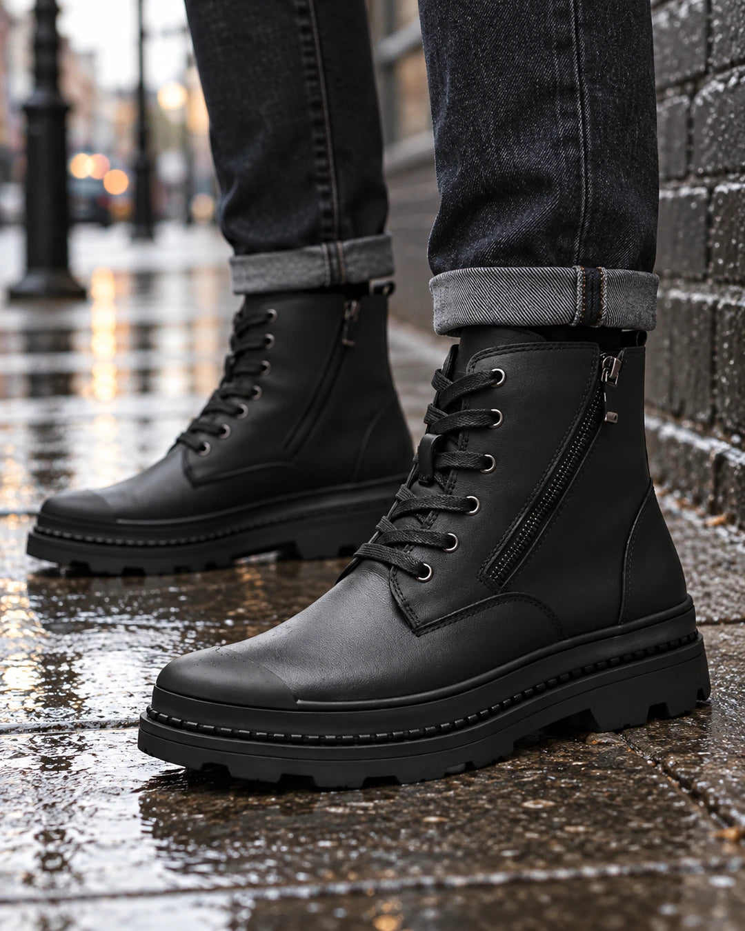 מגפיים מגביהות Inferno Rise בצבע שחור – תמונת מוצר | StepUp Shoes