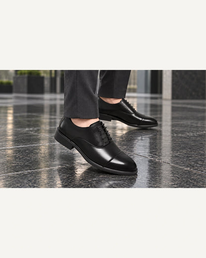 נעלי אלגנט מגביהות דגם Oxfords 6 בצבע שחור – צילום Lifestyle | StepUp Shoes