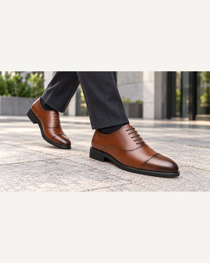 נעלי אלגנט מגביהות דגם Oxfords 6 בצבע חום – צילום Lifestyle | StepUp Shoes