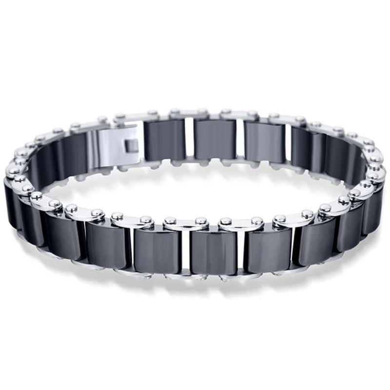 Fashion White/Black Ceramic Wrap Bracelet &Bangle for Men Women 12Mm Width Stainless Steel Charm Bracelet