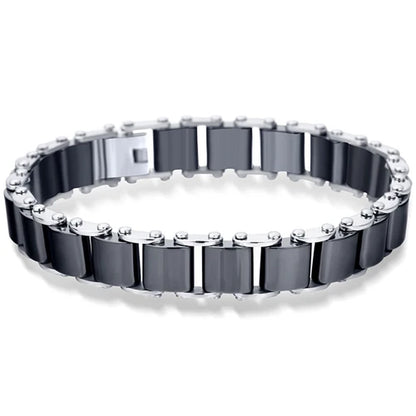 Fashion White/Black Ceramic Wrap Bracelet &Bangle for Men Women 12Mm Width Stainless Steel Charm Bracelet