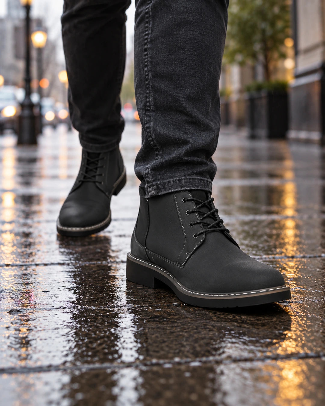 מגפיים מגביהות דגם Peak Step 6 בצבע שחור – צילום Lifestyle | StepUp Shoes