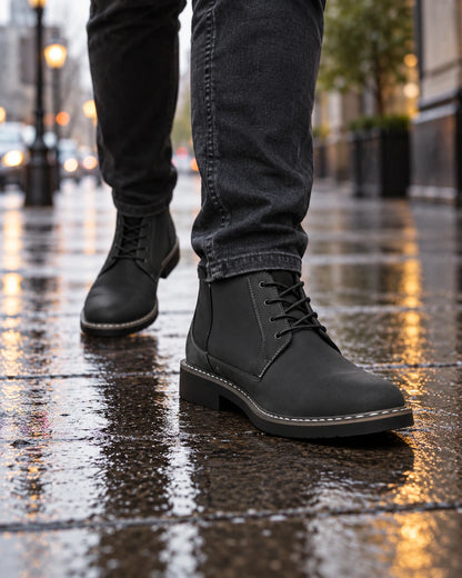 מגפיים מגביהות דגם Peak Step 6 בצבע שחור – צילום Lifestyle | StepUp Shoes