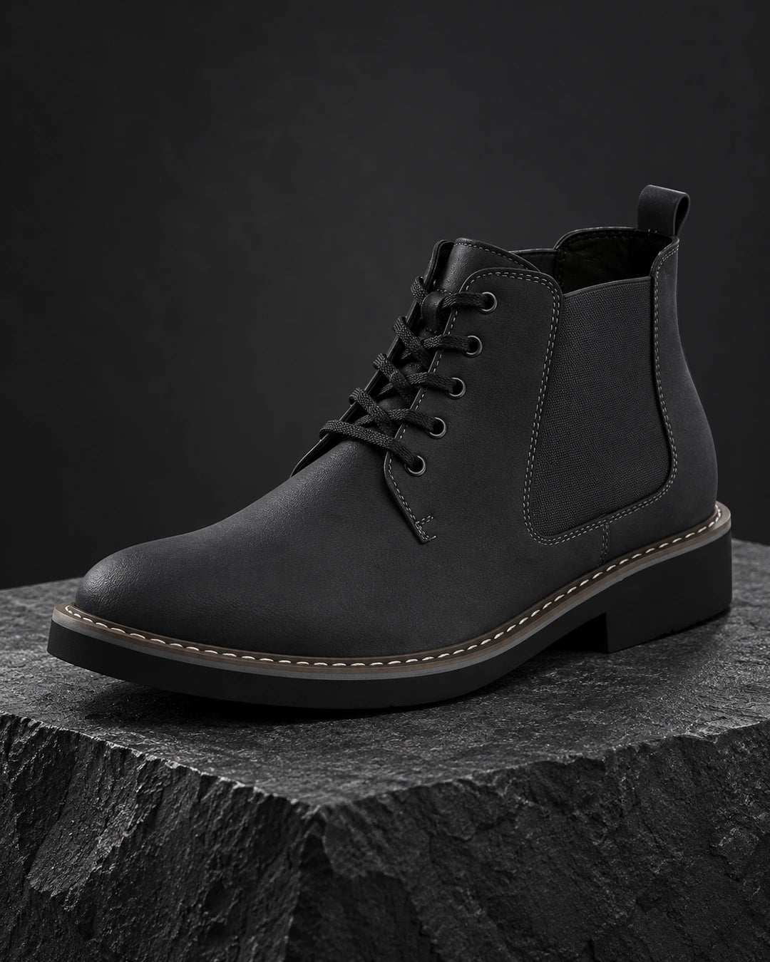 מגפיים מגביהות דגם Peak Step 6 בצבע שחור – צילום Lifestyle | StepUp Shoes