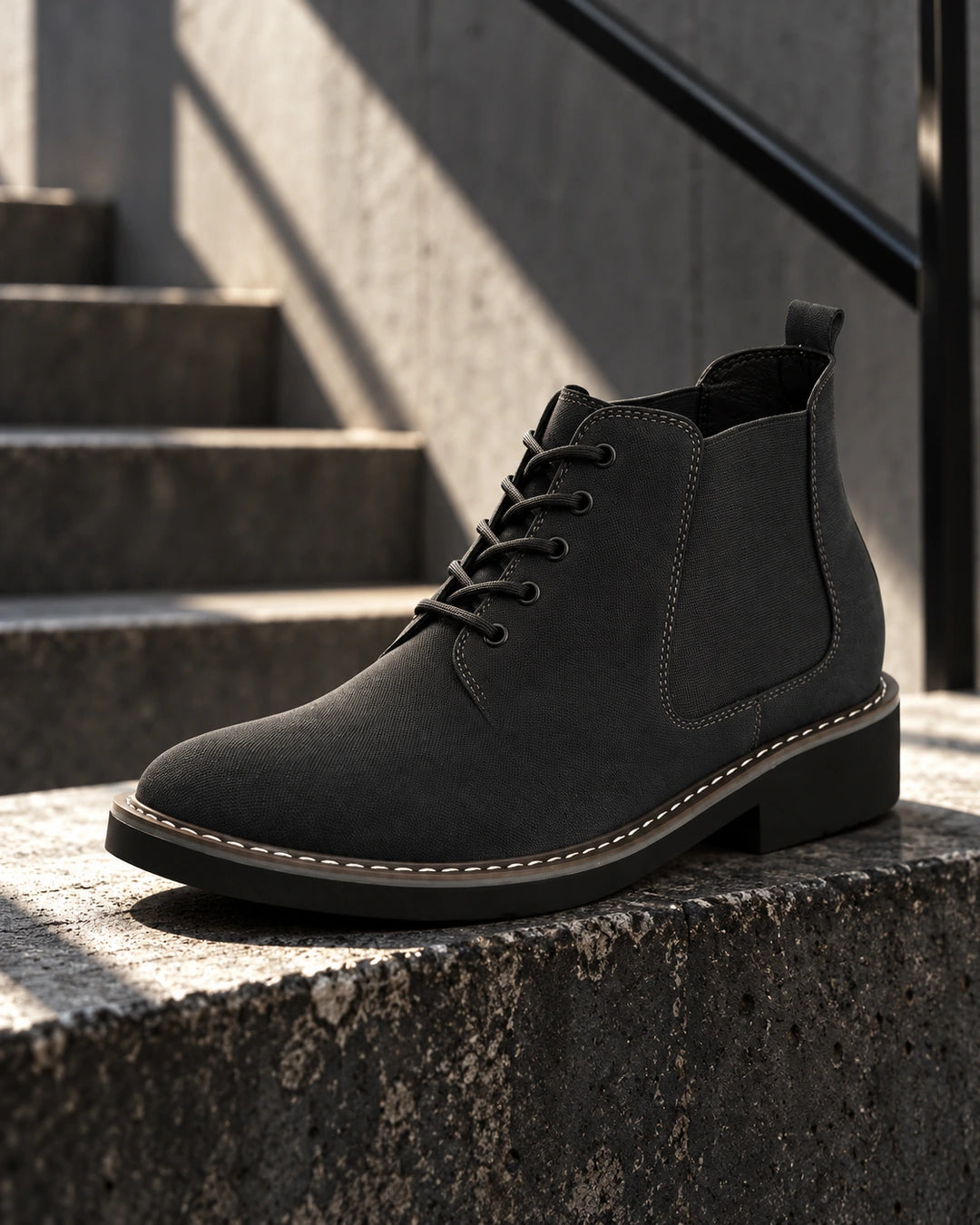 מגפיים מגביהות דגם Peak Step 6 בצבע שחור – צילום Lifestyle | StepUp Shoes