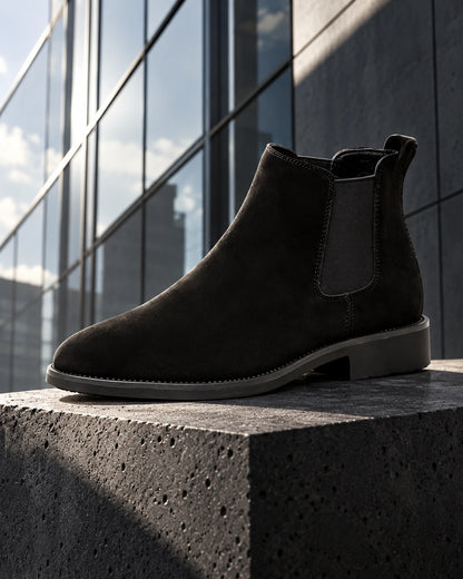 מגפיים מגביהים StepUp Rise שחורות – צילום אופנתי | StepUp Shoes