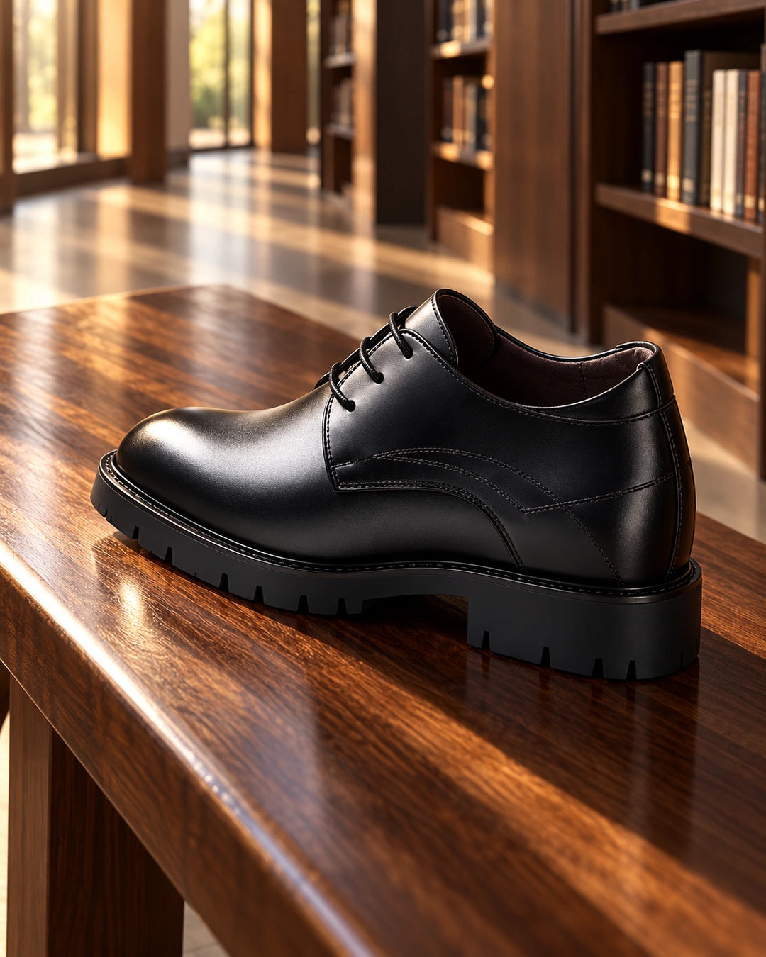 נעלי אלגנט מגביהות דגם StepUp Prestige 12 בצבע שחור – צילום Lifestyle | StepUp Shoes