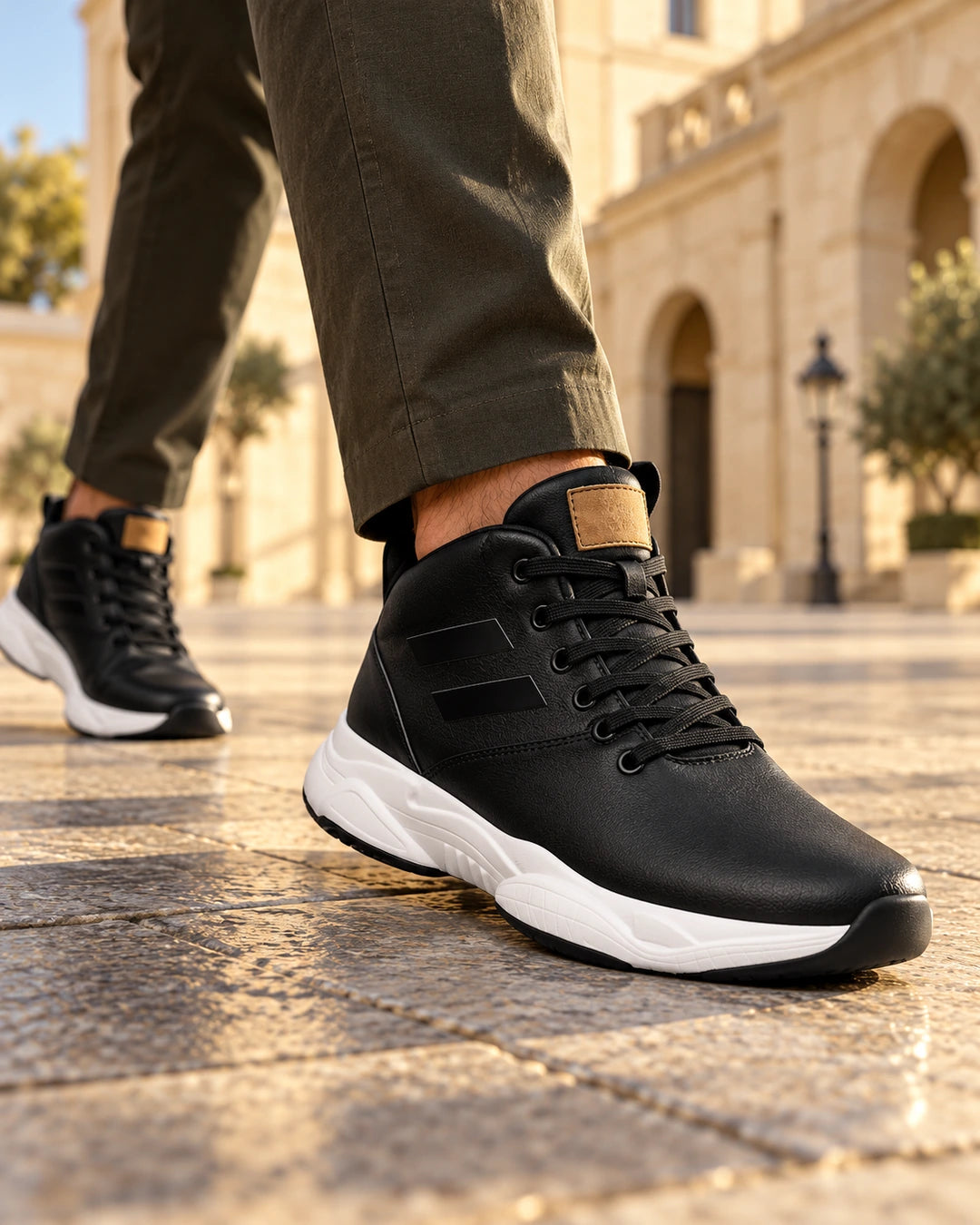 נעלי סניקרס מגביהות דגם Dynamic Glide בצבע שחור – צילום Lifestyle | StepUp Shoes