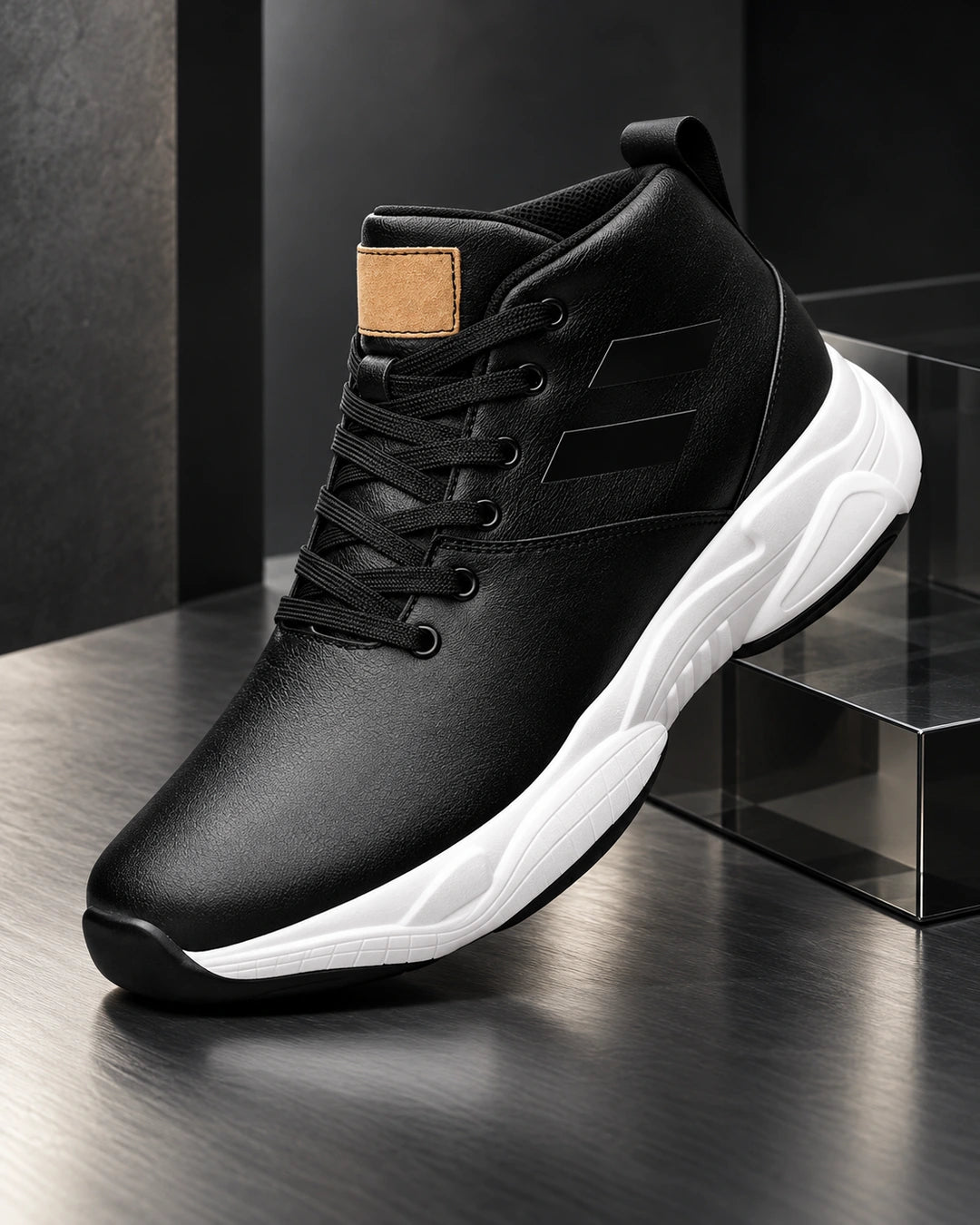 נעלי סניקרס מגביהות דגם Dynamic Glide בצבע שחור – צילום Lifestyle | StepUp Shoes