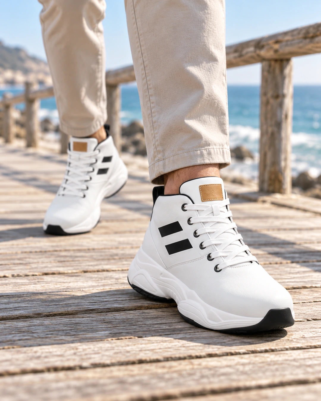 נעלי סניקרס מגביהות דגם Dynamic Glide בצבע לבן – צילום Lifestyle | StepUp Shoes