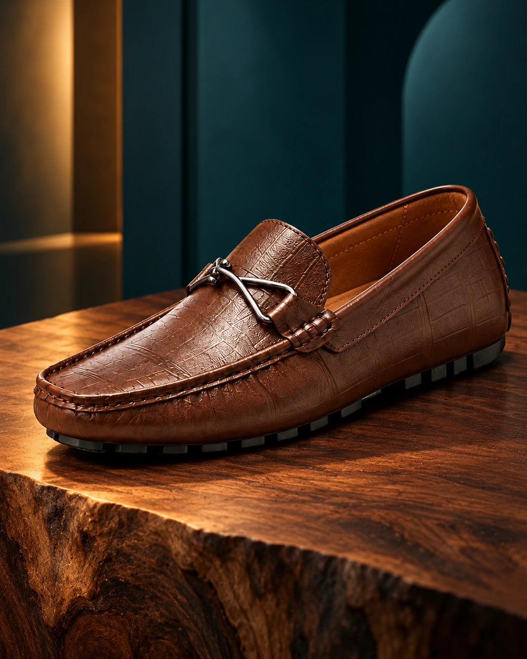 נעלי מוקסין מגביהות דגם ClassicLift בצבע חום – צילום Lifestyle | StepUp Shoes