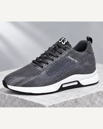 נעלי סניקרס מגביהות דגם FlexRise בצבע אפור – צילום מוצר בסטודיו | StepUp Shoes