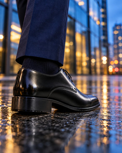 נעלי אלגנט מגביהות דגם LevelUp בצבע שחור – צילום Editorial | StepUp Shoes