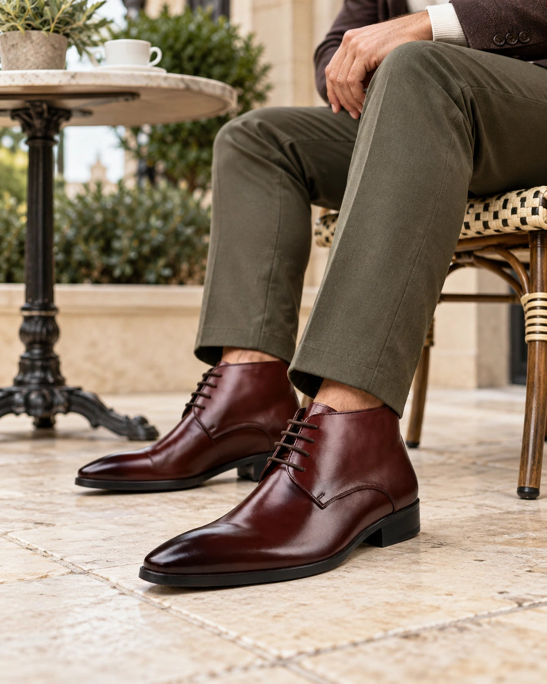 מגפי עור מגביהים לגברים StepUp EliteStep בצבע חום, צילום לייפסטייל | StepUp Shoes