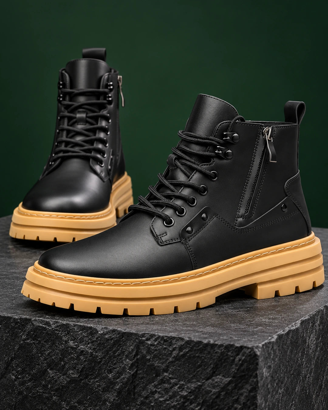 מגפיים מגביהים דגם TitanRise Boots 2 בצבע שחור – צילום מוצר בסטודיו | StepUp Shoes