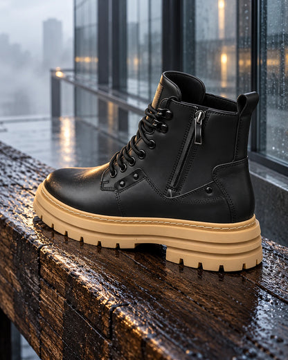 מגפיים מגביהים דגם TitanRise Boots 2 בצבע שחור – צילום Editorial | StepUp Shoes