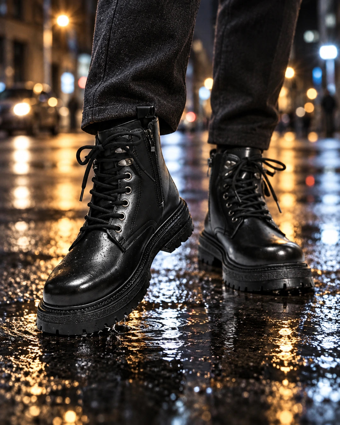 מגפיים מגביהים דגם MaxLift Boots בצבע שחור [סגנון קז'ואל] – צילום Lifestyle | StepUp Shoes