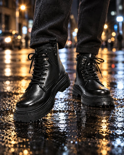 מגפיים מגביהים דגם MaxLift Boots בצבע שחור [סגנון קז'ואל] – צילום Lifestyle | StepUp Shoes