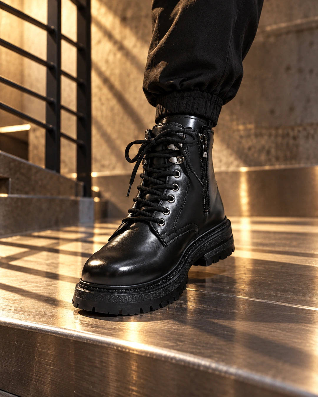 מגפיים מגביהים דגם MaxLift Boots בצבע שחור [סגנון קז'ואל] – צילום Editorial | StepUp Shoes