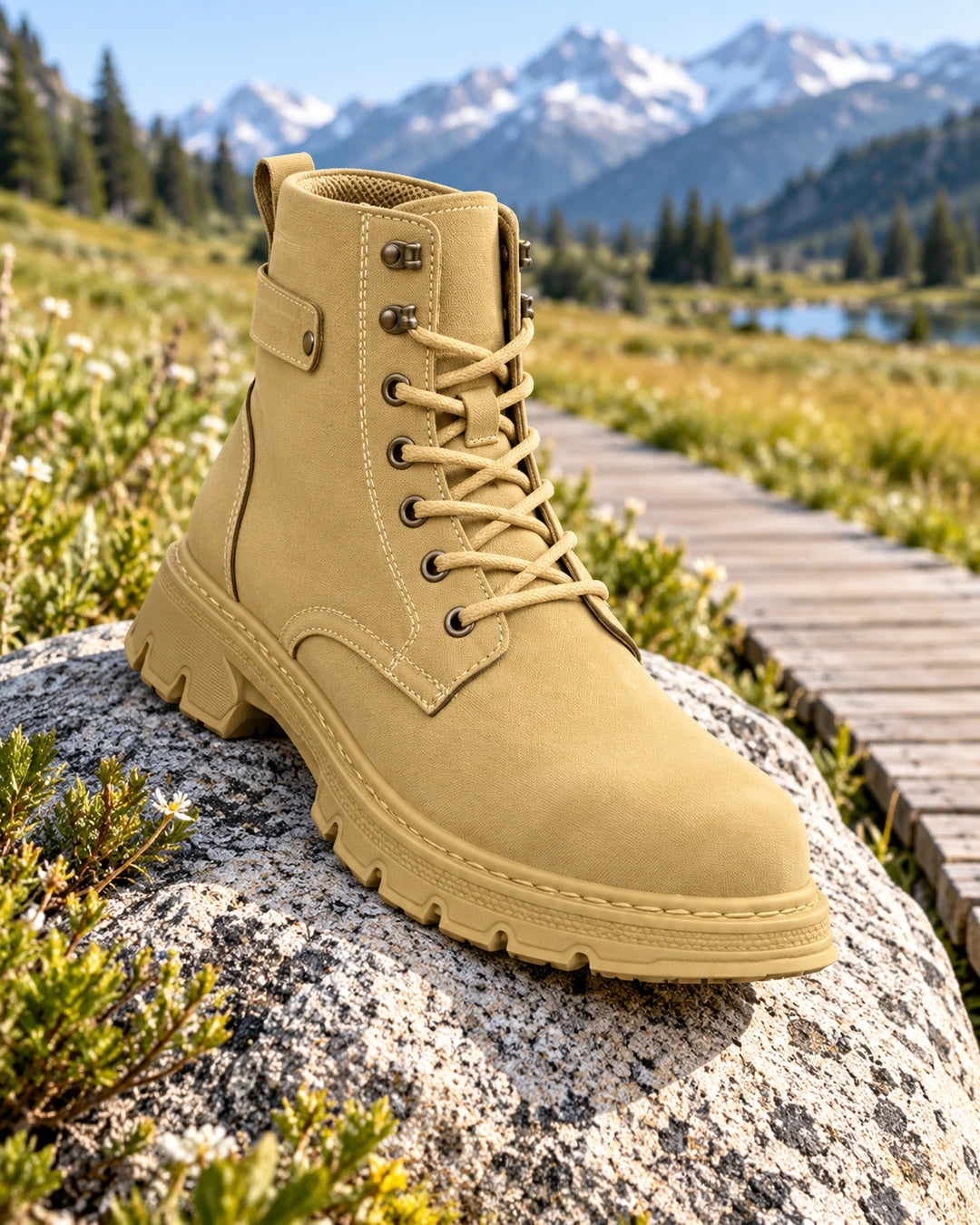 מגפיים מגביהים דגם MaxLift Boots בצבע חאקי – צילום Editorial | StepUp Shoes