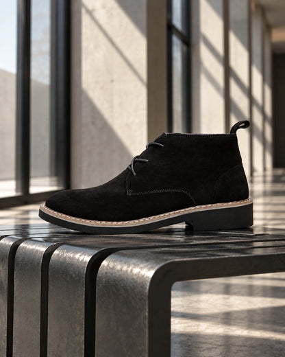 מגפיים מגביהות FormalX שחורות – צילום אופנתי | StepUp Shoes
