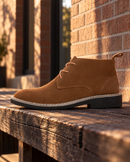 מגפיים מגביהות FormalX בגוון קאמל – צילום אופנתי | StepUp Shoes
