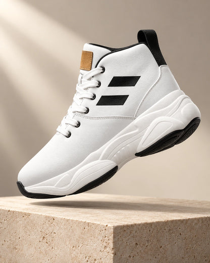 נעלי סניקרס מגביהות דגם AlphaBoost בצבע לבן – צילום Lifestyle | StepUp Shoes