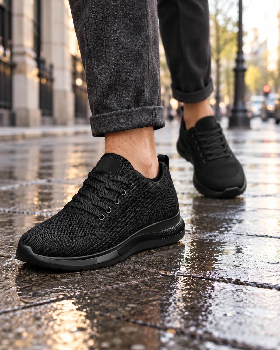 נעלי סניקרס מגביהות דגם Active Max בצבע שחור – צילום Lifestyle | StepUp Shoes