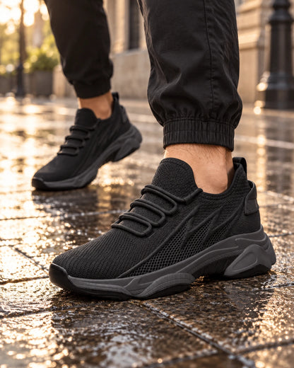נעלי סניקרס מגביהות דגם Active Y Black בצבע שחור – צילום Lifestyle | StepUp Shoes